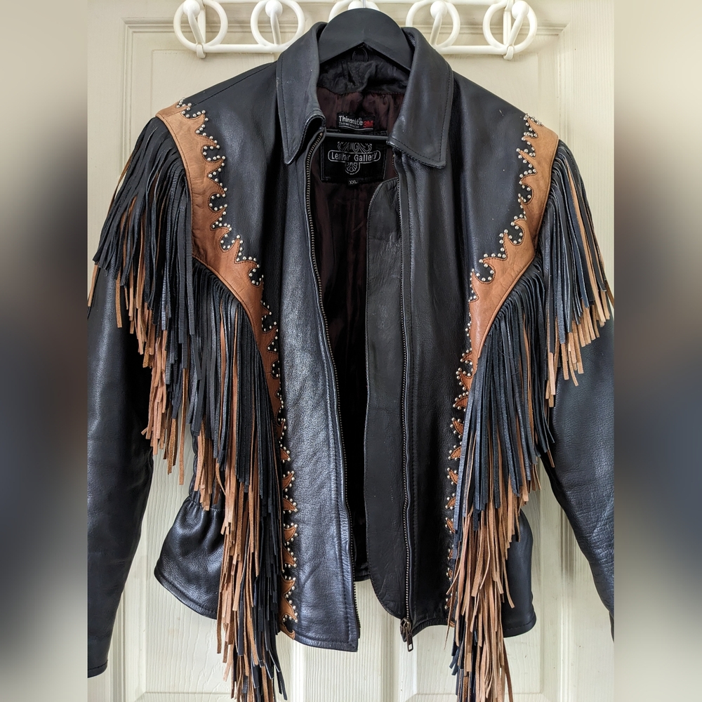 Vtg Rare LEATHER GALLERY Womens sz Med Biker Jacket Near Exc Must C 2 Appreciate